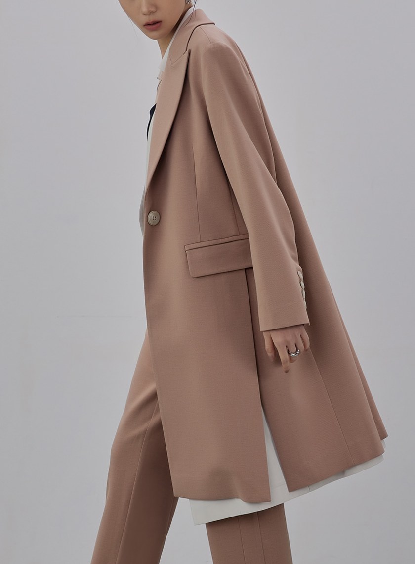 經典開衩細節長版西裝外套